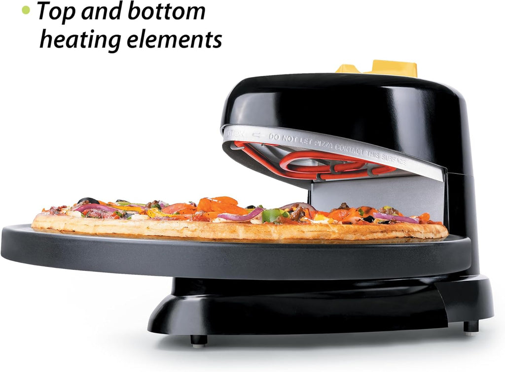 Pizza Plus Rotating Oven - 12-Inch, Countertop Pizza Oven, Nonstick Tray, Top and Bottom Heating Elements, Easy to Clean