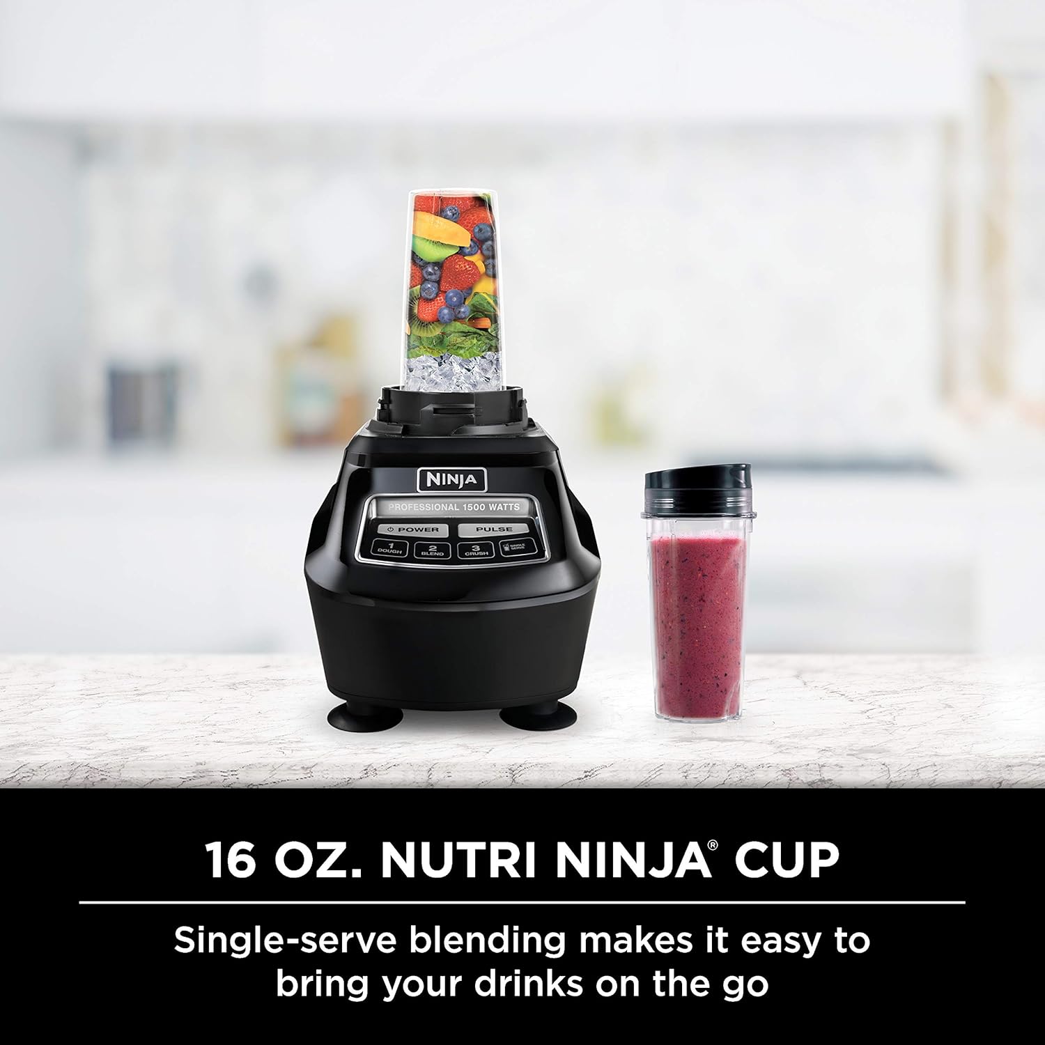 Ninja Mega Kitchen System, 1500W, 72 oz. Full-Size Blender & 8-Cup Food Processor with (2) 16 oz. To-Go Cups, Total Crushing Technology - Smoothies, Ice Crushing, Purees, Dough & More
