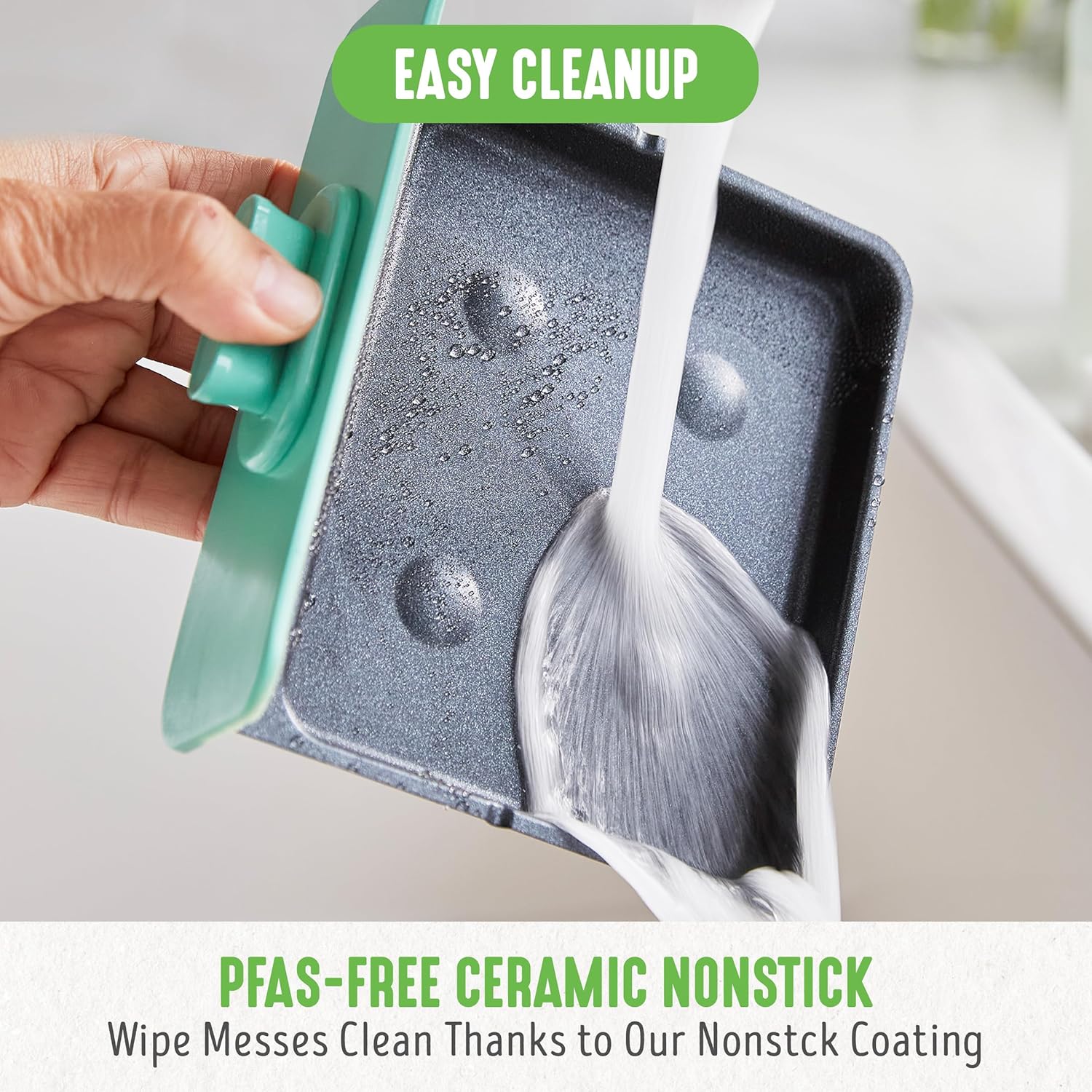 3-in-1 Breakfast Maker Station, Healthy Ceramic Nonstick Dual Griddles for Eggs Meat Sausage Bacon Pancakes and Breakfast Sandwiches, 2 Slice Toast Drawer, Easy-to-use Timer, Turquoise